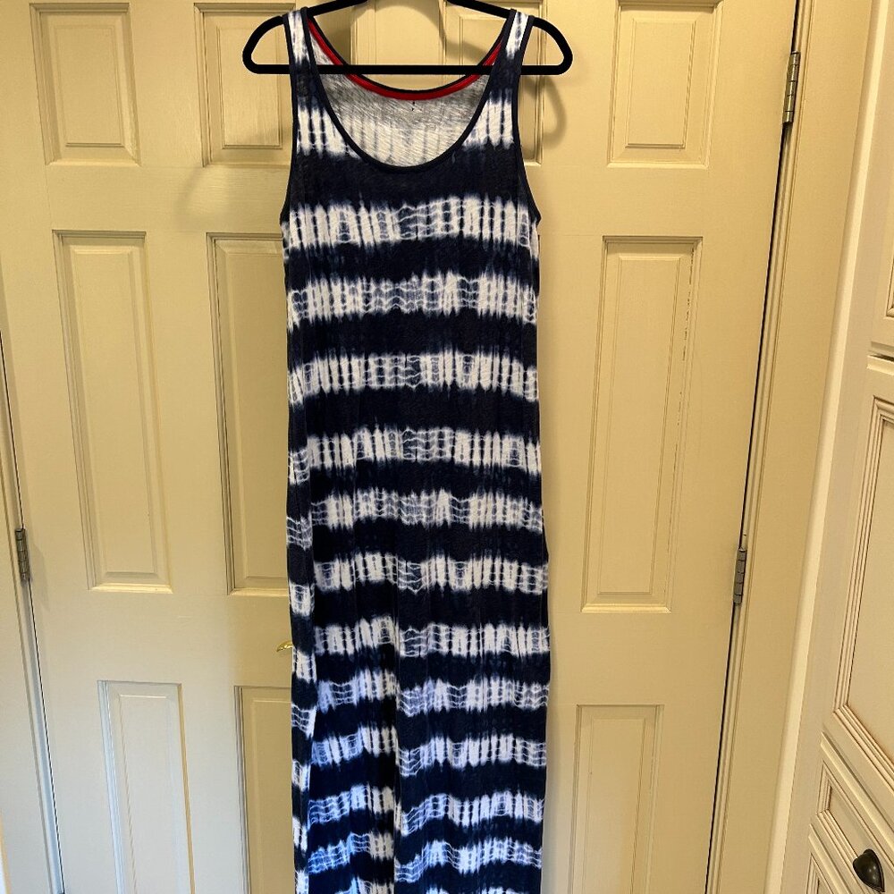 Eddie Bauer Tie Dyed Maxi Dress--Blue/ White, Size L